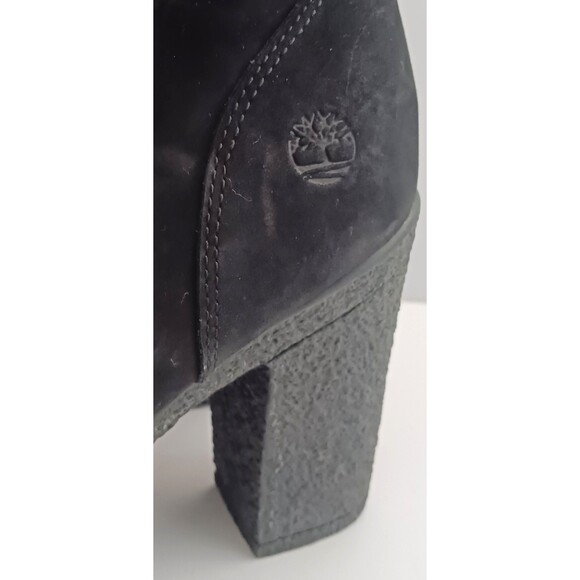 Timberland Tillston Blk Suede Lace Up Ankle Boot Crepe Block Heel Sz 8.5 Comfort - Picture 3 of 11
